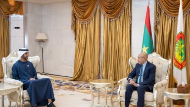 شخبوط بن نهيان يبحث مع رئيس موريتانيا تعزيز العلاقات